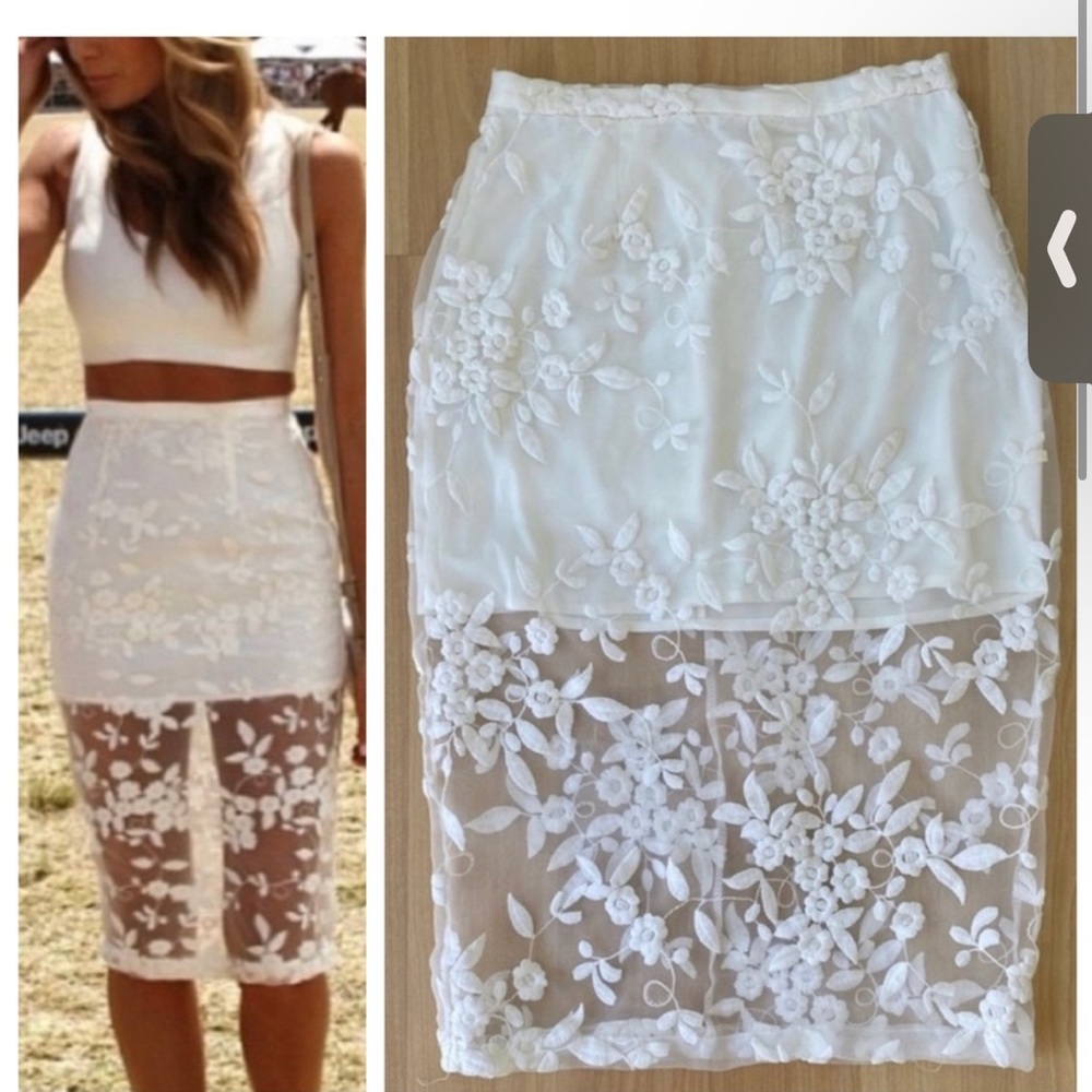 Mischa Collection Small 0/2 Sold Out White ＦＬＯＲＡＬ Skirt.
